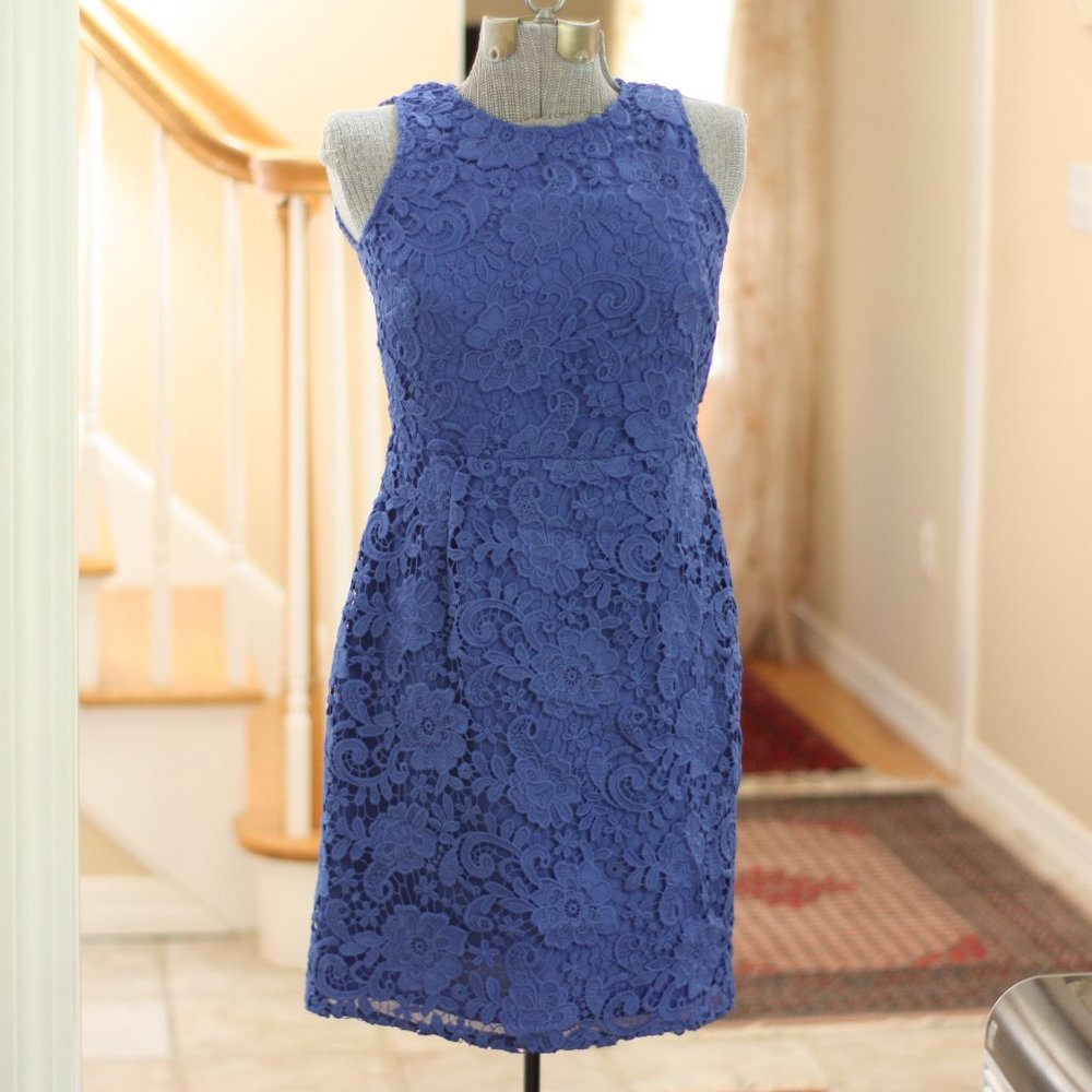 J. CREW Blue Lace Sleeveless Dress